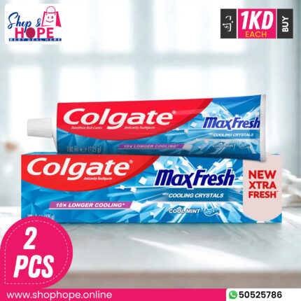 Colgate MaxFresh Xtra Fresh Cool Mint Toothpaste (2 pcs, 100ml) with cooling crystals for fresh breath