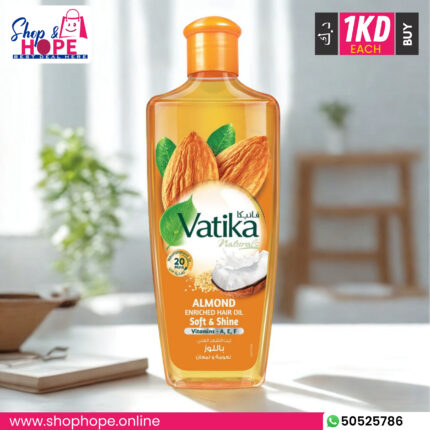 Vatika Naturals Almond Enriched Hair Oil bottle for soft shine and nourishment