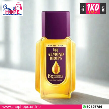 Bajaj Almond Drops Hair Oil with almond oil and 6x vitamin E, non-sticky, strong hair