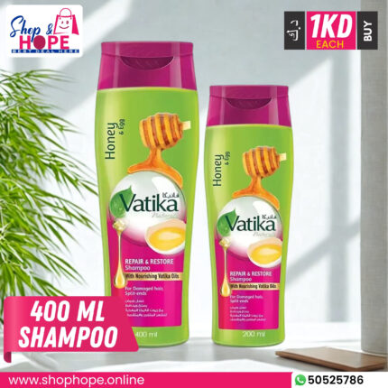 Vatika Repair & Restore Shampoo Combo Honey & Egg, nourishing pack for damaged hair (400ml + 200ml)