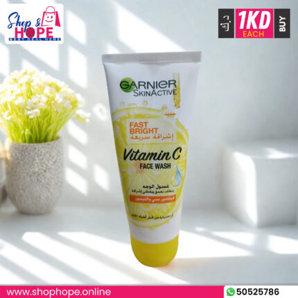 Garnier Bright Complete Vitamin C Face Wash 100g—fast brightening, glowing skin, with lemon & vitamin C