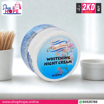 Porcelana Whitening Night Cream 20g jar with blue floral label, targeted for dark spots and skin lightening