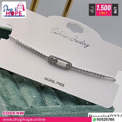 Minimal geometric rectangle silver crystal bracelet for women, nickel free