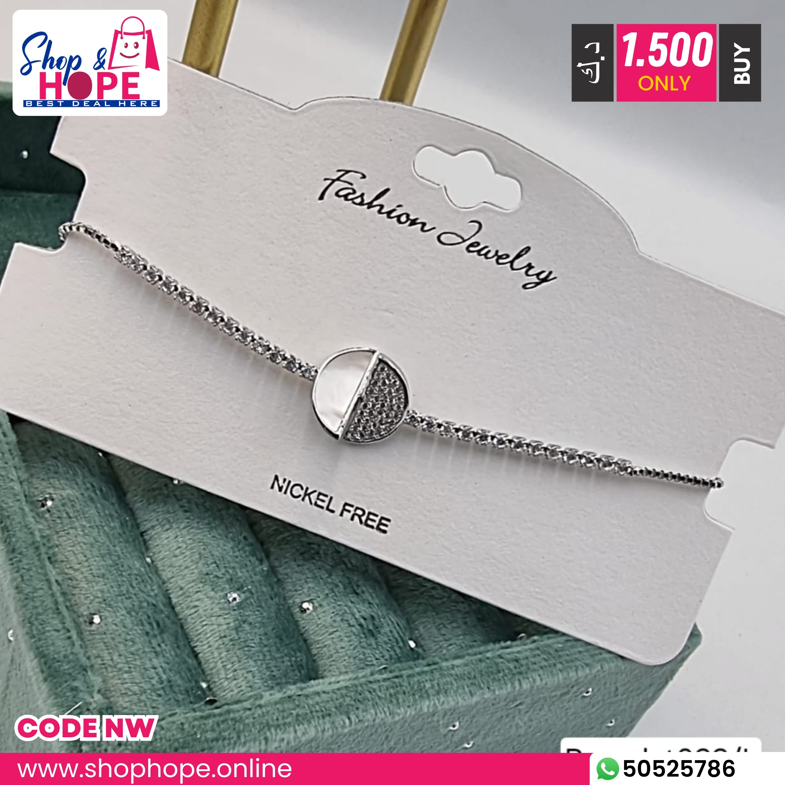 333Modern Half-Circle Crystal Silver Bracelet – Nickel Free, Geometric Design for Women Geometric half-circle crystal silver bracelet for women, nickel free