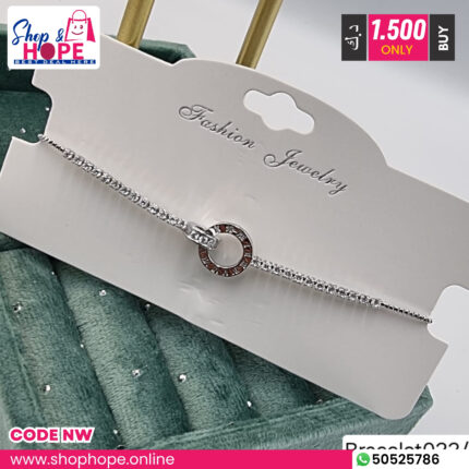 Crystal circle charm silver bracelet for women, nickel free