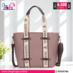 Venutti lavender vegan leather tote bag with signature branded handles and detachable strap